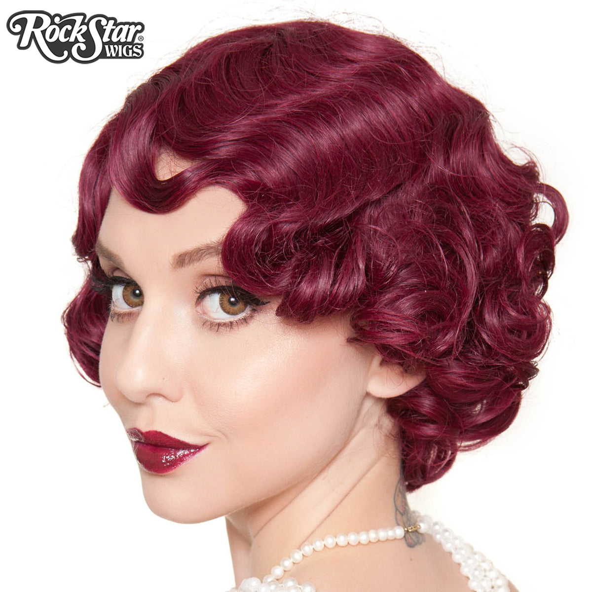 Rockstar Wigs 1920 S Flapper Finger Waves Burgundy 00839