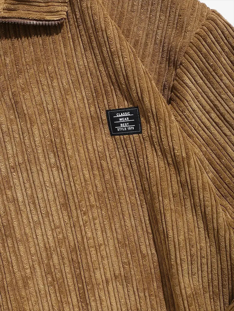 Men's S Collar Corduroy Hoodie @chichicmart