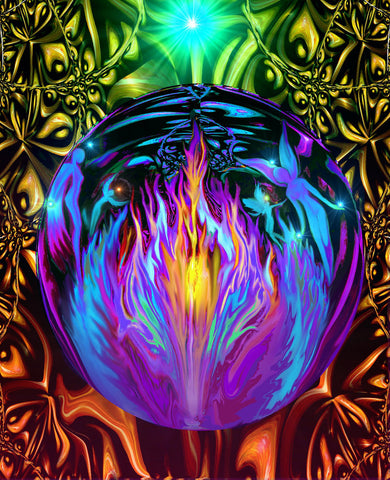 Chakra Art Violet Flame Psychedelic Wall Decor Energy Art Primal Painter