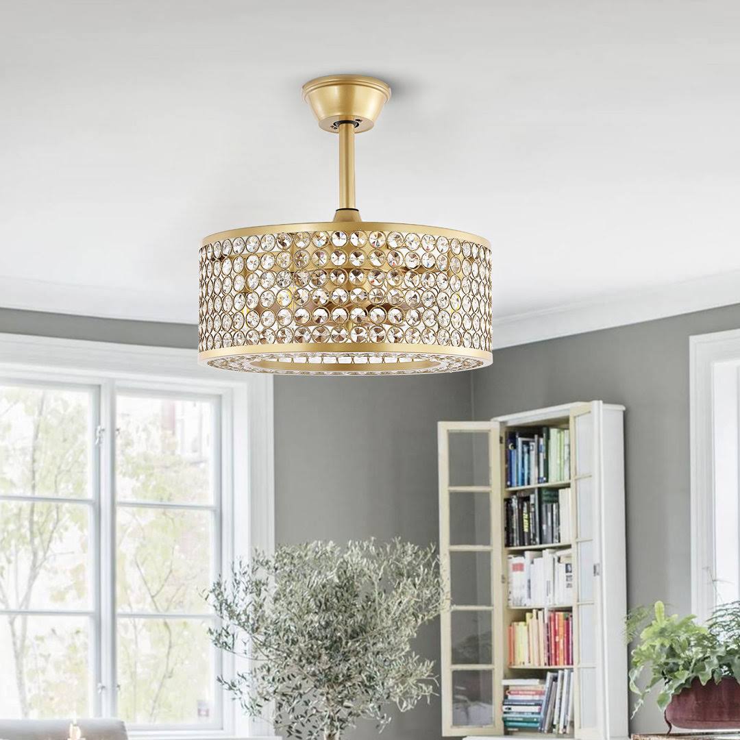 18 Windermere 8 Blade Caged Crystal Ceiling Fan With Remote Control And Light Kit Included Willa Arlo Interiors Finish