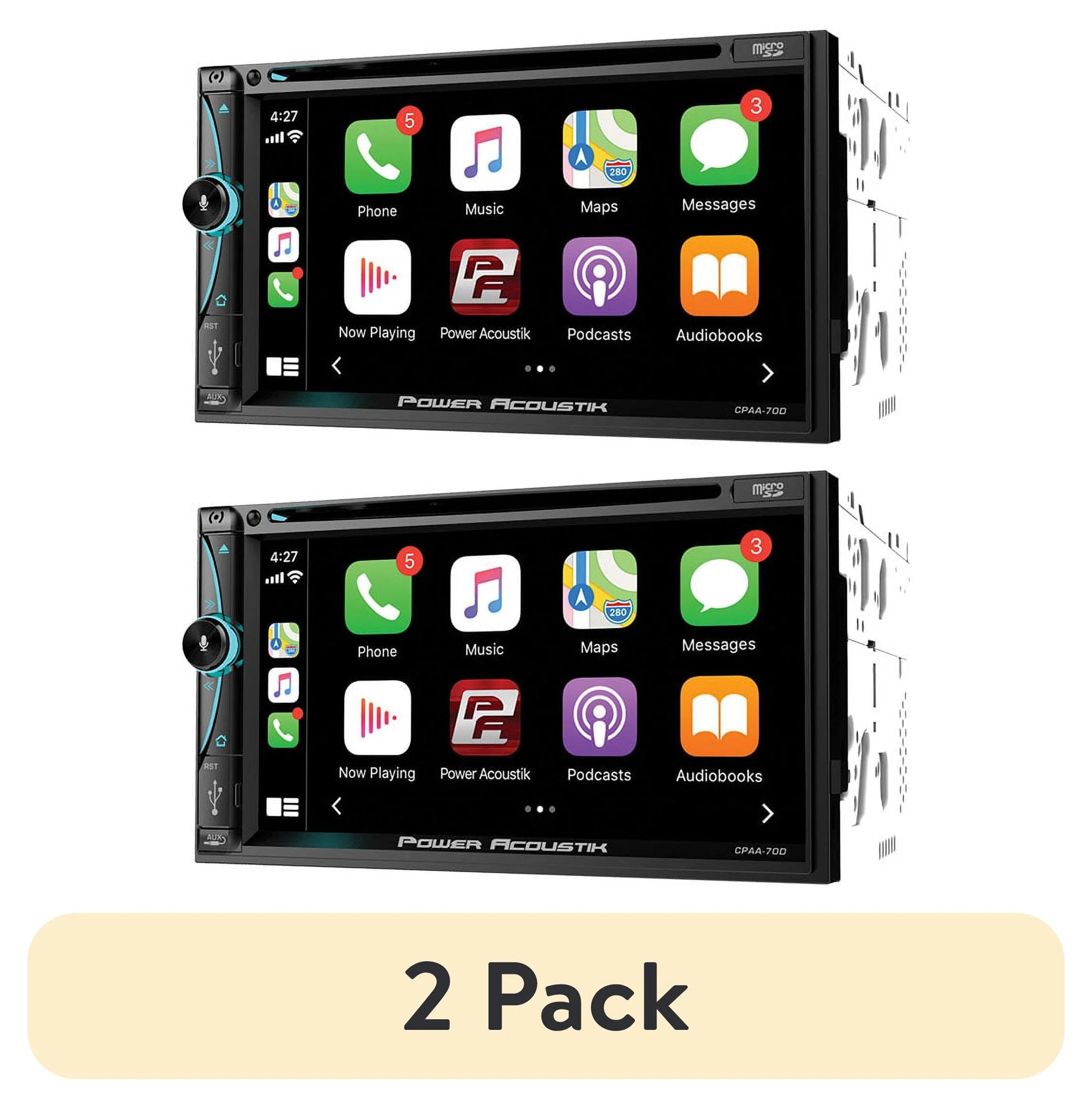 2 pack Power Acoustik CPAA-70D 7 Touchscreen LCD 2-DIN DVD/CD Receiver with Apple CarPlay and Android Auto