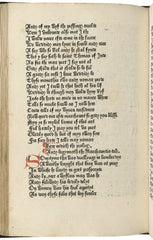 A photo of a page from the Canterbury Tales, the Chaucer text from which A Knight's Tale originates. 