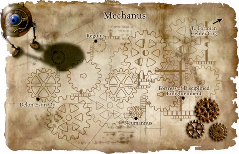 A map of Mechanus, illustrated as though on parchment