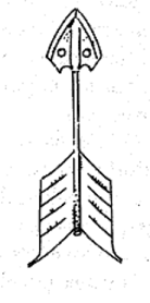 A symbol of the deity Najm. It appears to be a lineart drawing of an arrow pointing upwards