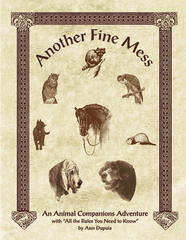 The cover of the Another Fine Mess adventure module. It shows ilustrations of various animals against a yellow background