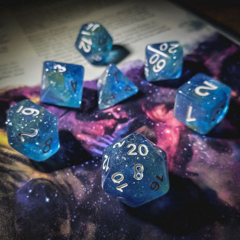 A photo of D20collective's Midnight Horizon dice set