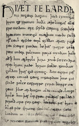 A picture of a page filled with Early Middle English script. 