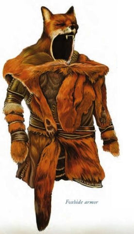 An illustration of a set of armor made out of fox hide. 