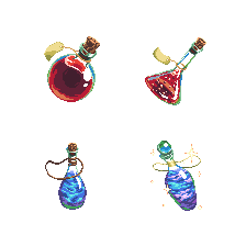 4 pixel potions from OpenGameArt.org