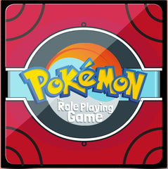 An image of the digital cover of the "Pokemon Roleplaying Game". It features a stylized pokeball on a red background, with circular detailing around the edges of thee image. The Pokemon logo is placed in the middle of the image. 