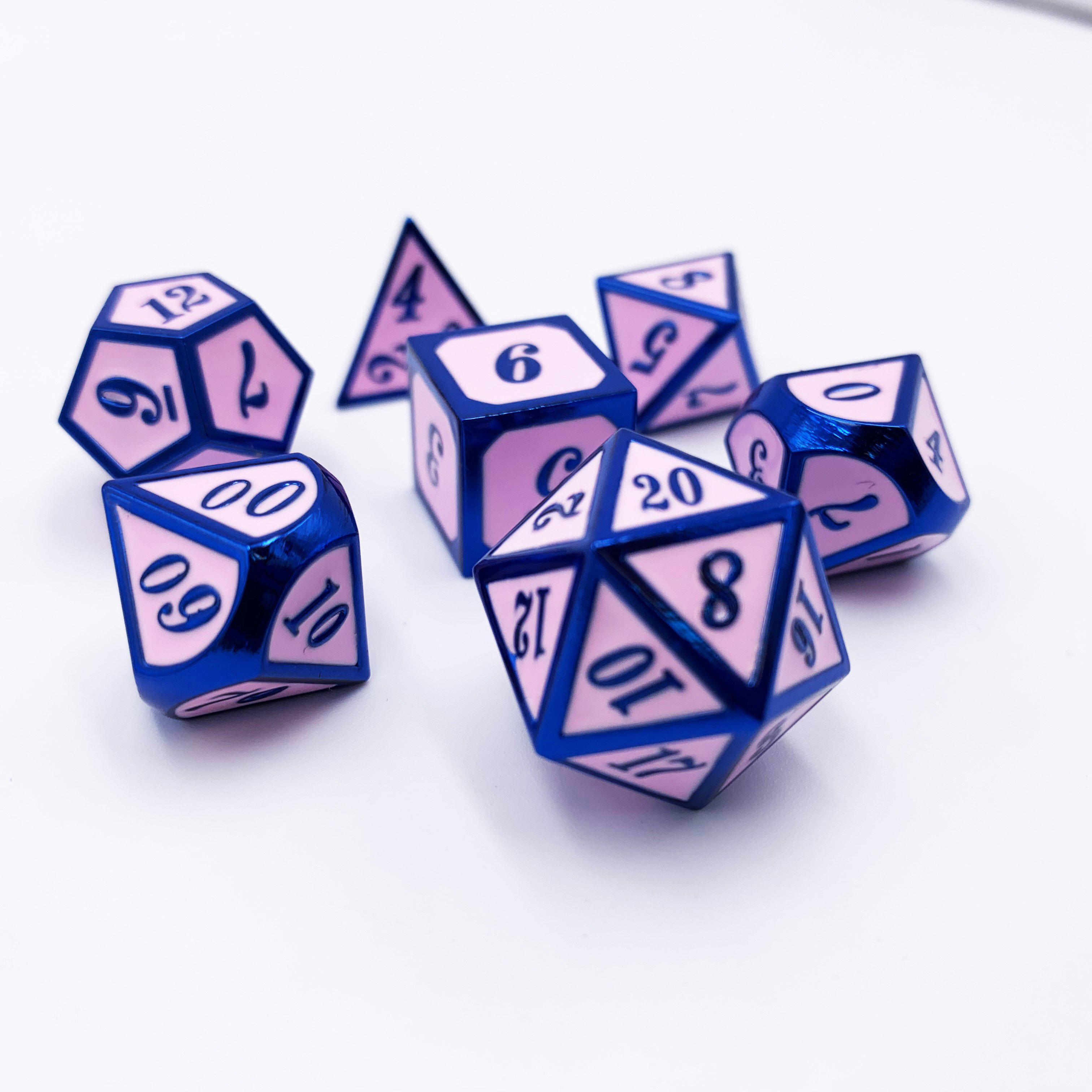 Bubblegum Alloy Blue Pink Metal Dnd Dice Set Rpg Gaming Dice D Collective