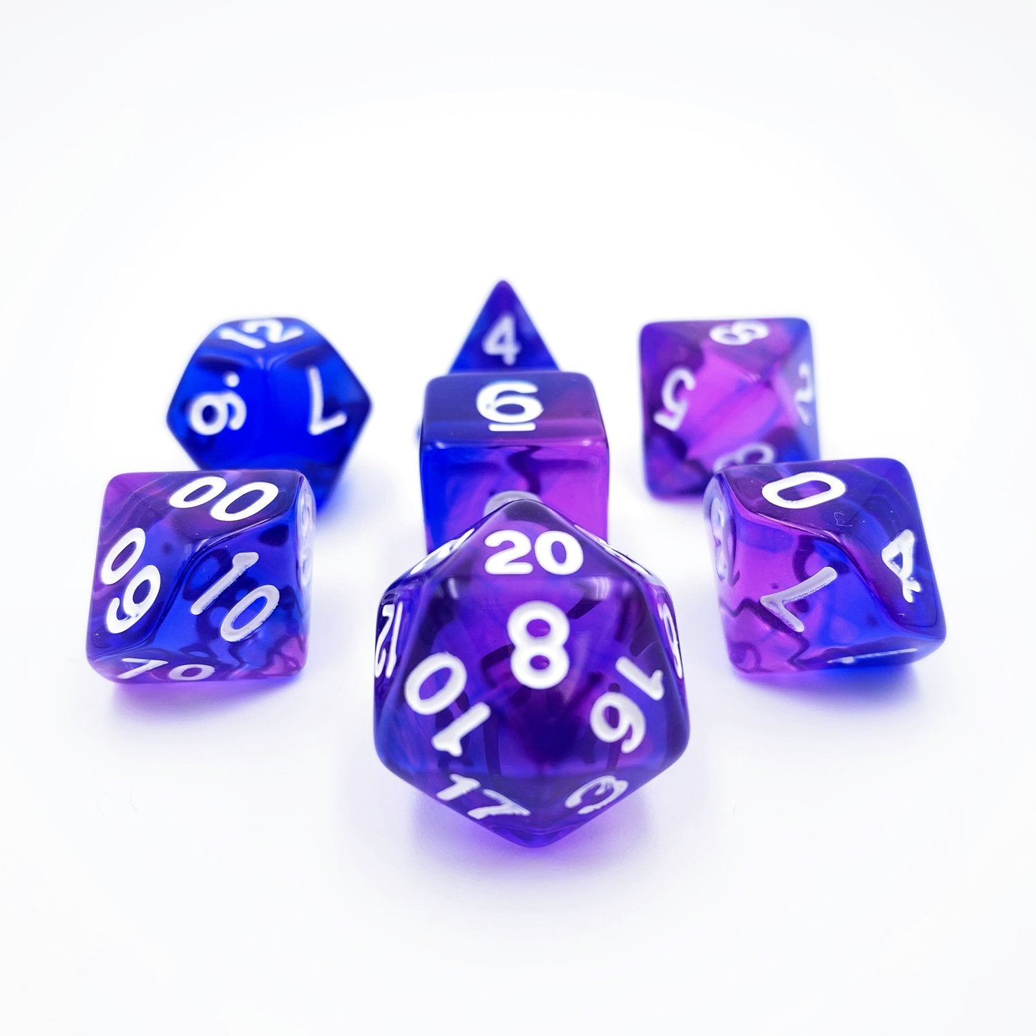 Cerulean Dreams Purple Blue 7 Piece Dnd Dice Set Rpg Gaming Dice D Collective