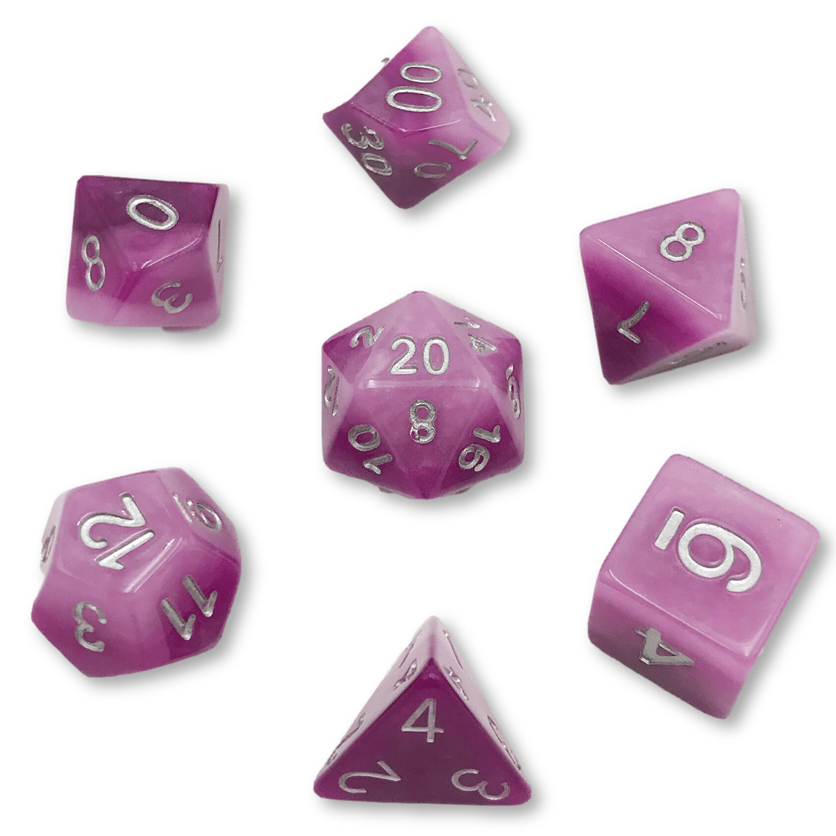 Amethyst Purple 7 Piece Dnd Dice Set Rpg Gaming Dice D Collective