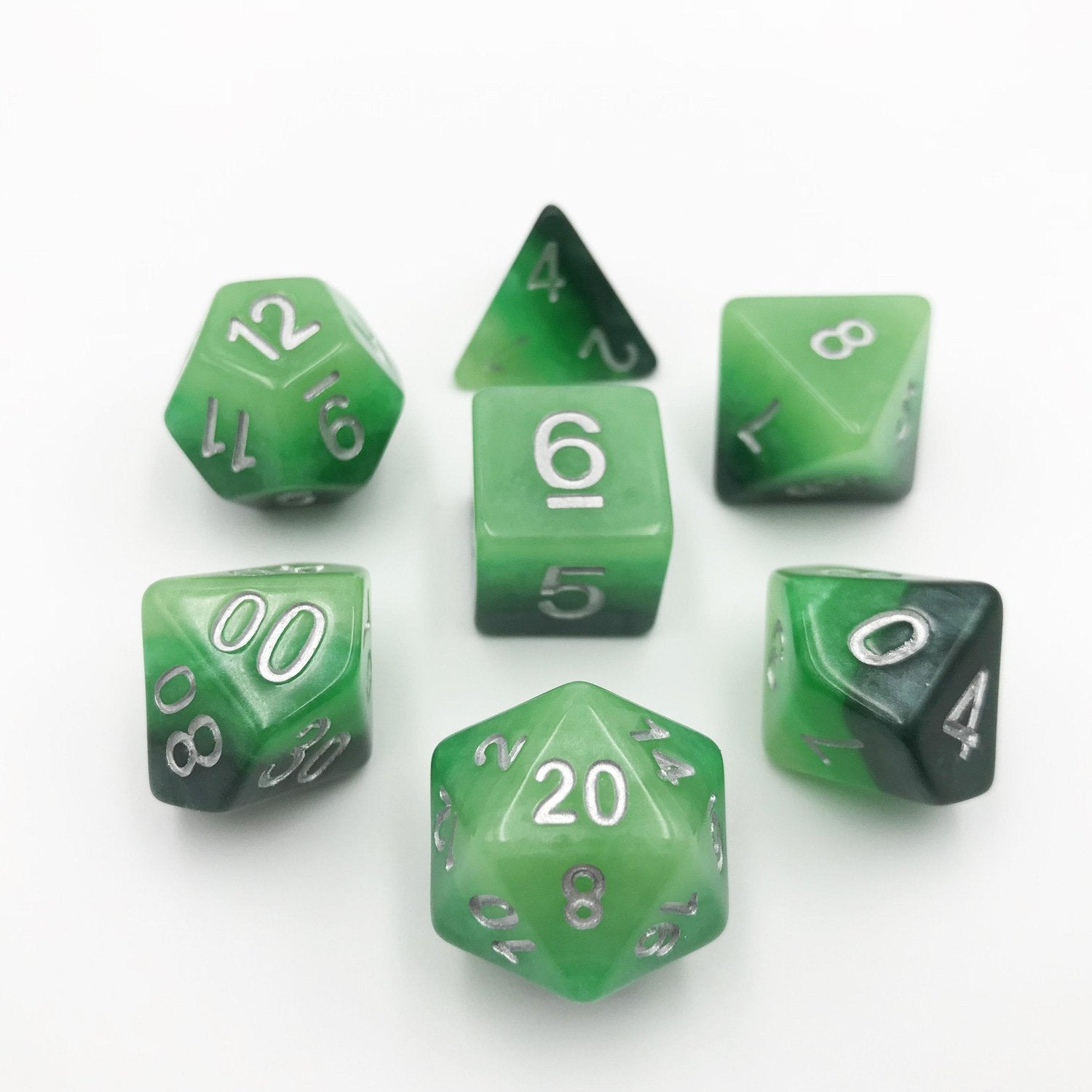 Gradient Jade - Green Acrylic DND Dice Set by D20 Collective