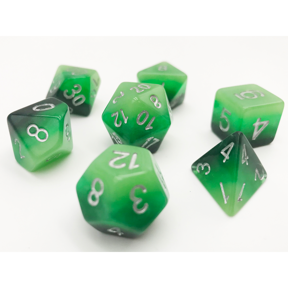 Gradient Jade - Green Acrylic DND Dice Set by D20 Collective