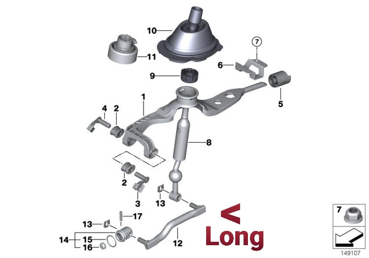 Long shift rod rod OEM BMW 25117590610