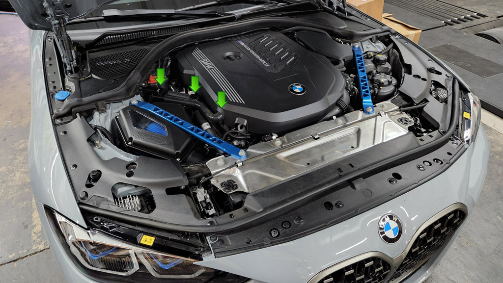 BMW B58 Oil catch can shown on a BMW G23 M440i