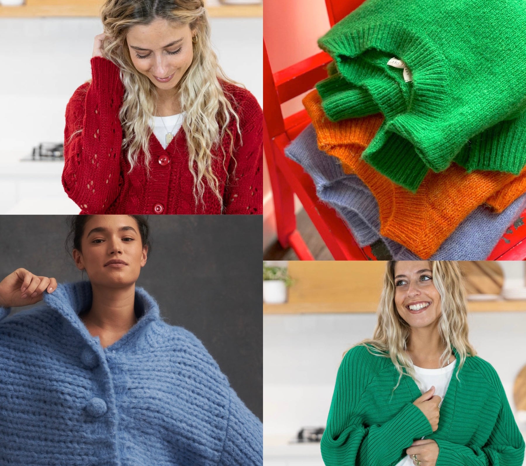 A variety of brightly coloured knits, jumpers and cardigans available at Jipsi Cartel