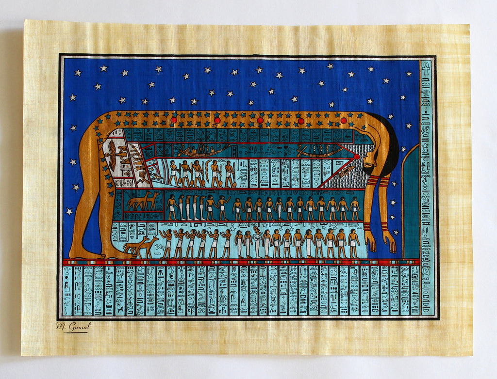 Ancient Zodiac | Ancient Egyptian Papyrus Painting – Arkan Gallery