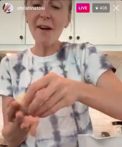 Christina Tosi making cookies on Instagram Live
