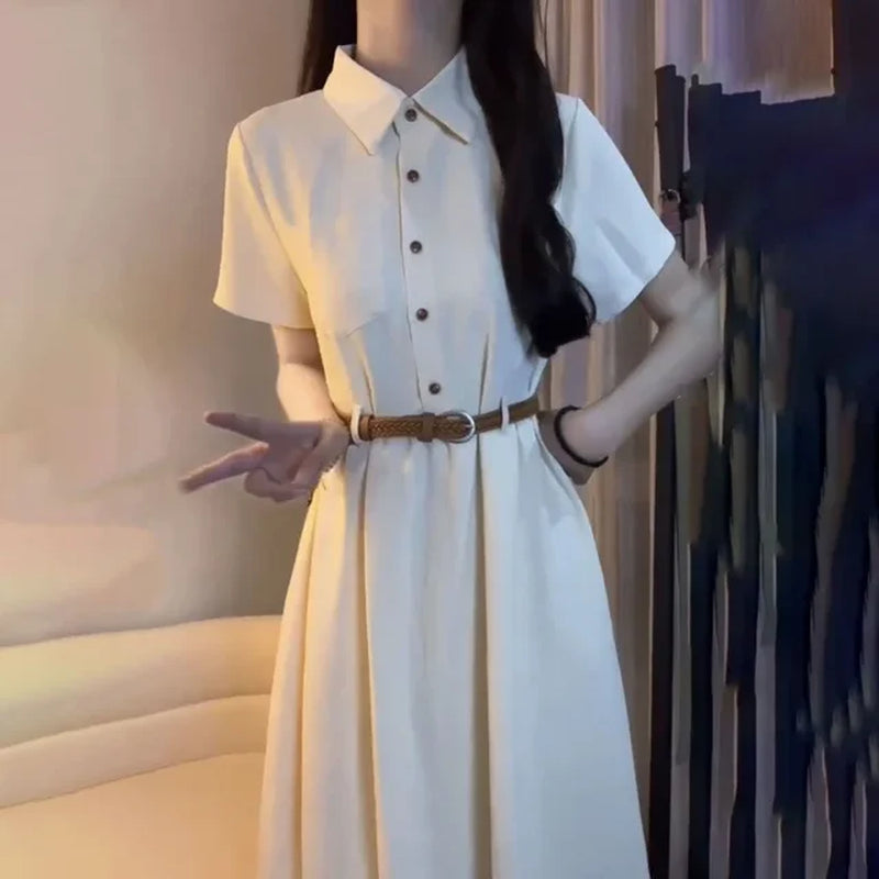 Chic French Style Polo Dress for Women: Summer A-Line Skirt