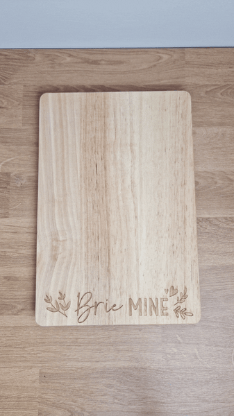 Valentines day cheese board layout idea for brie, engraved funny pun serving board