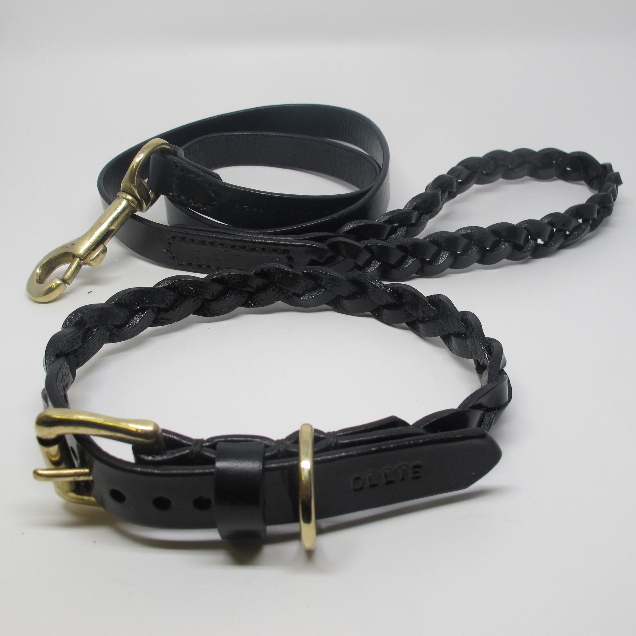 Black Plaited Leather Dog Collar and Lead Set – Broughton & Co