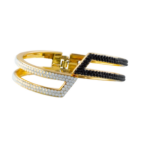 geometric shaped bracelet AND WHITE with black crystal style b-1941-gc-mto-black AND WHITE