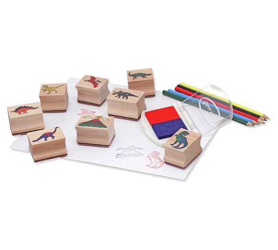 Melissa & Doug Wooden Stamp Set, Happy Handles