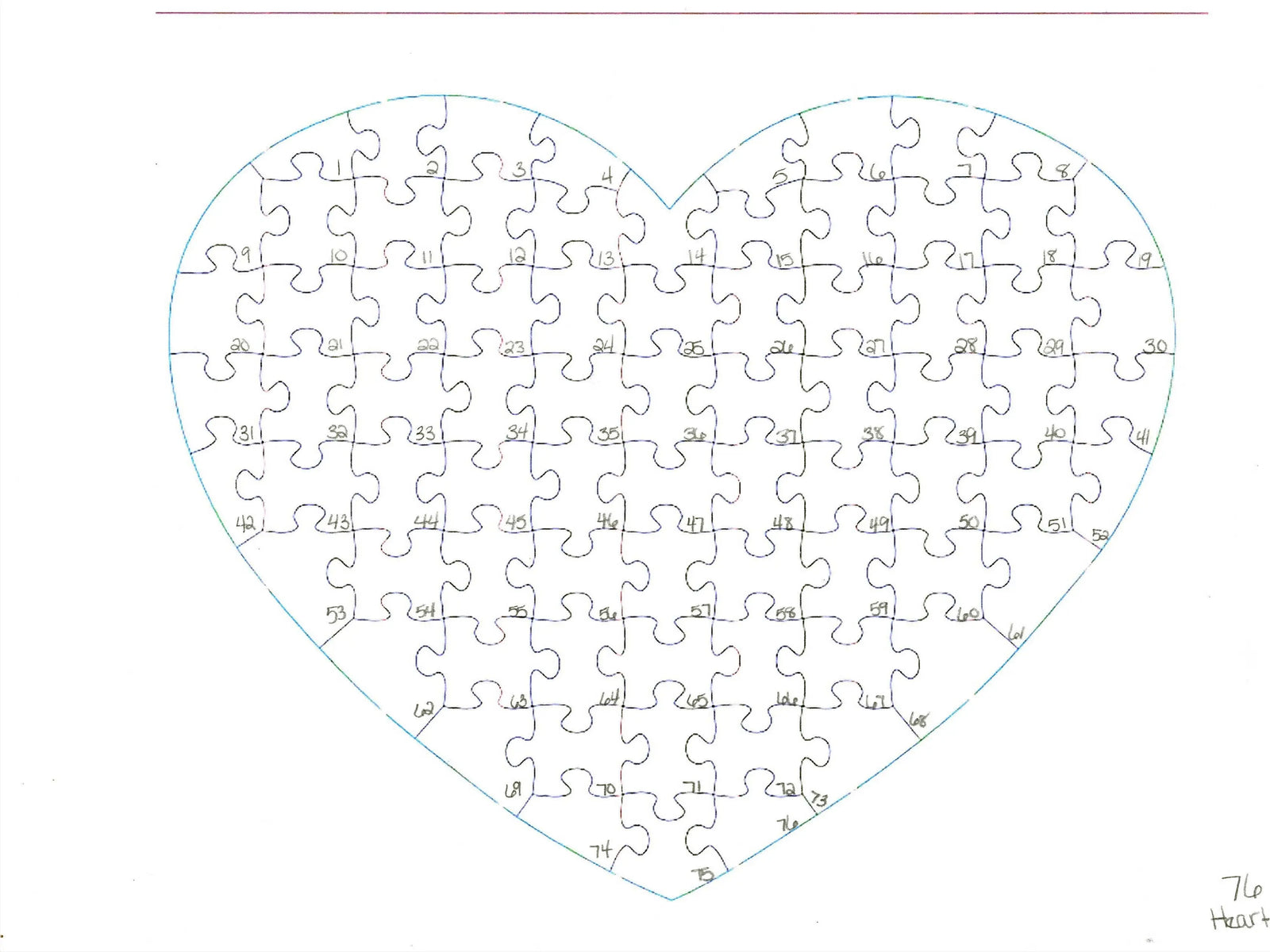 template for our 76 and 108 piece heart puzzle with hints and tips for the missing piece puzzle company