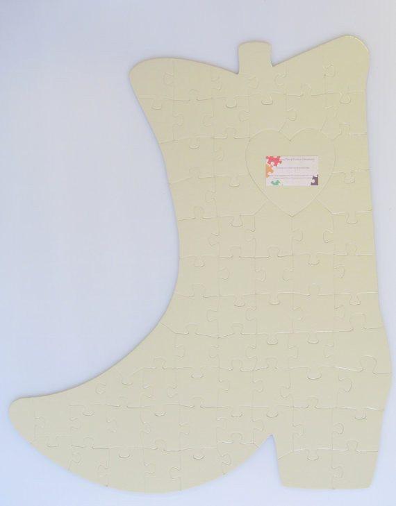 Cowboy Cowgirl Boot Guest Book Puzzle Country Style Wedding