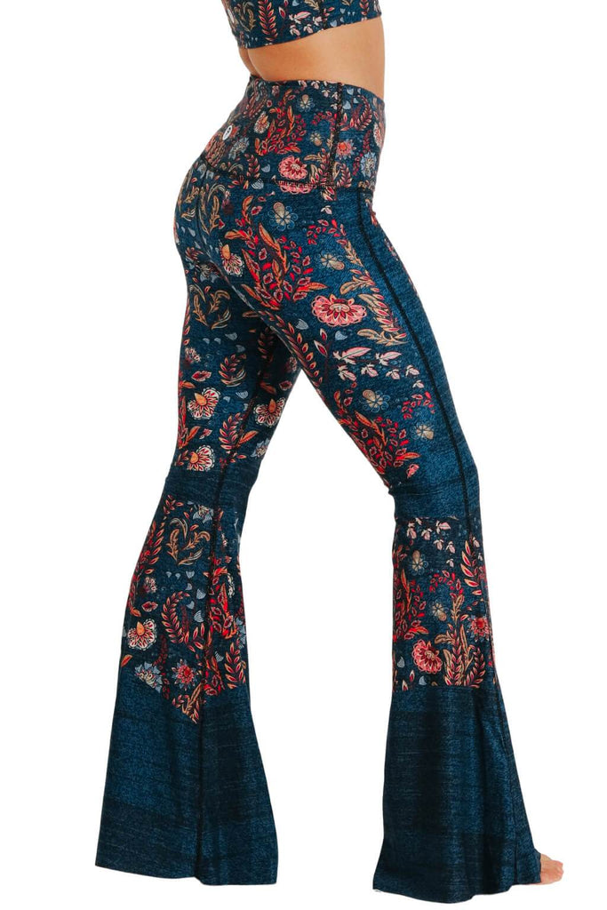 Festival Denim Eco-Friendly Women's Bell Bottoms Flare Leggings | Yoga ...