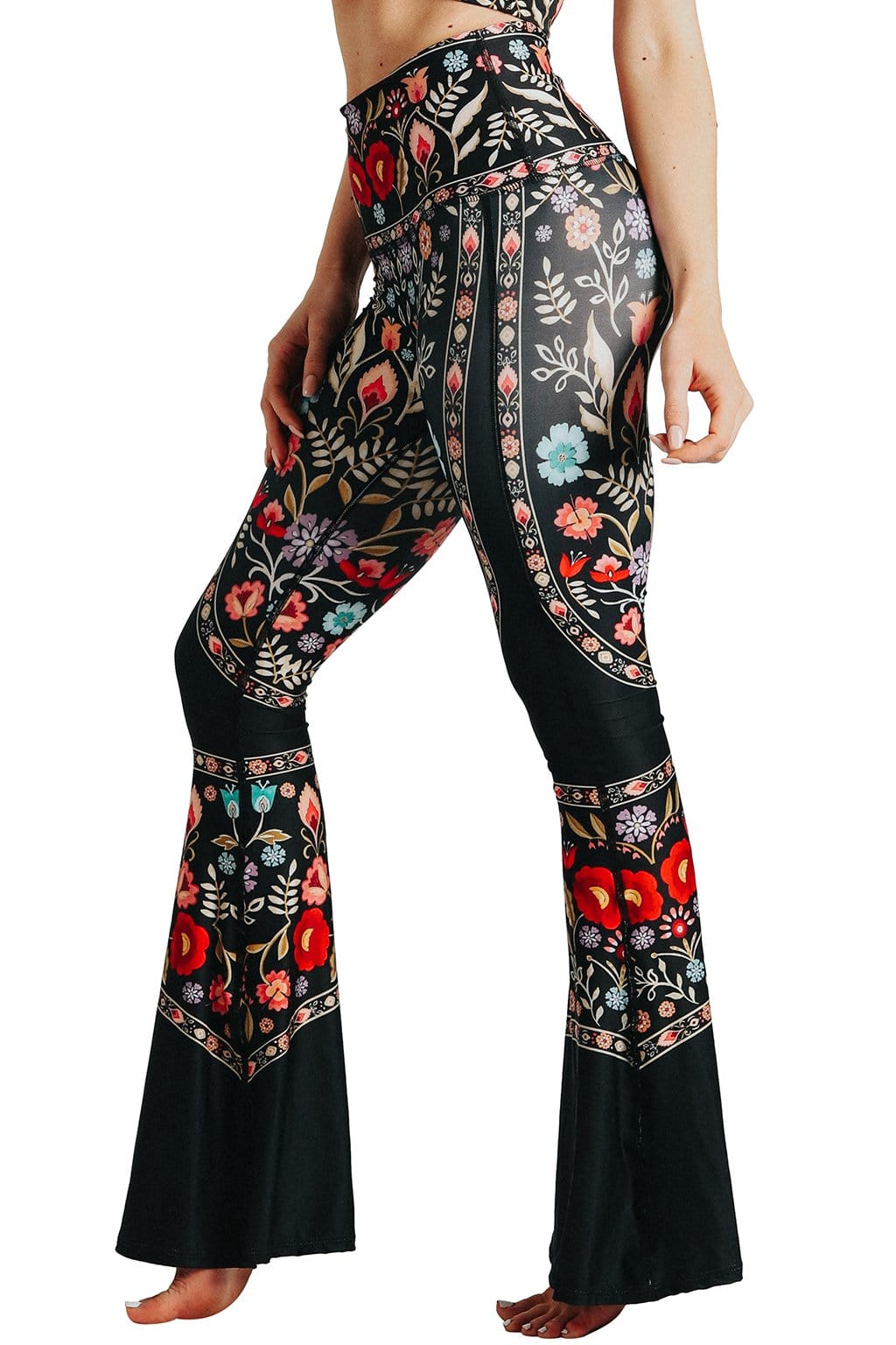 printed bell bottom leggings