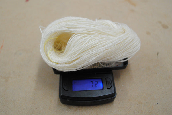 Weighing mini-skeins