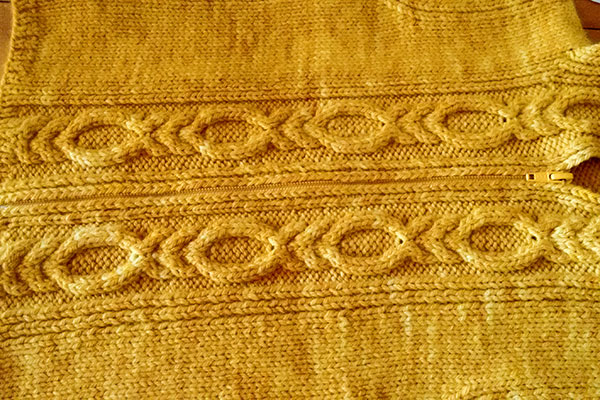 Finished zipper installation from the right side