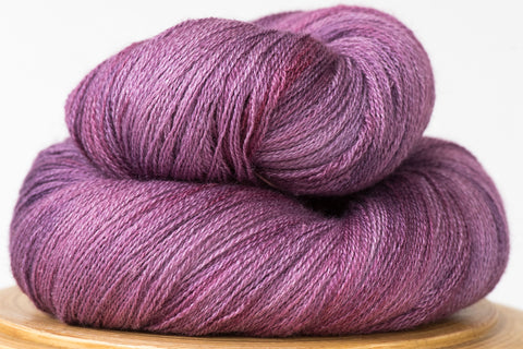 Arietta hand-dyed silk and wool lace yarn in Sugar Plum