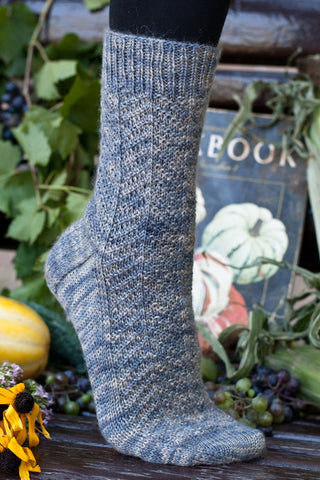 Harrowsmith handknit socks with textured herringbone stitch pattern