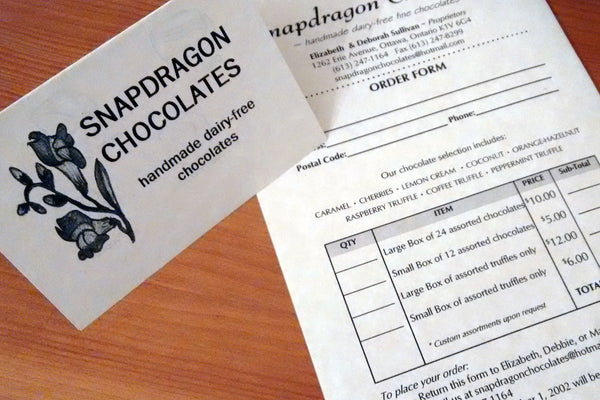 Snapdragon chocolates logo and order form