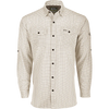 Drake Mens Travel Shirt - Wrinkle Resistant Long Sleeve Button Down with Grid Pattern