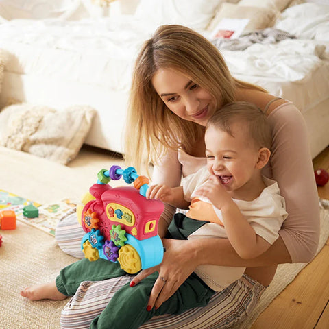 Jouet Éducatif Prématuré Montessori Train Musical | Train avec Boucle de Formes Variées pour