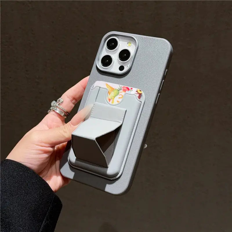 Plain Leather Pattern Card Holder for Apple Devices in Multiple Colors