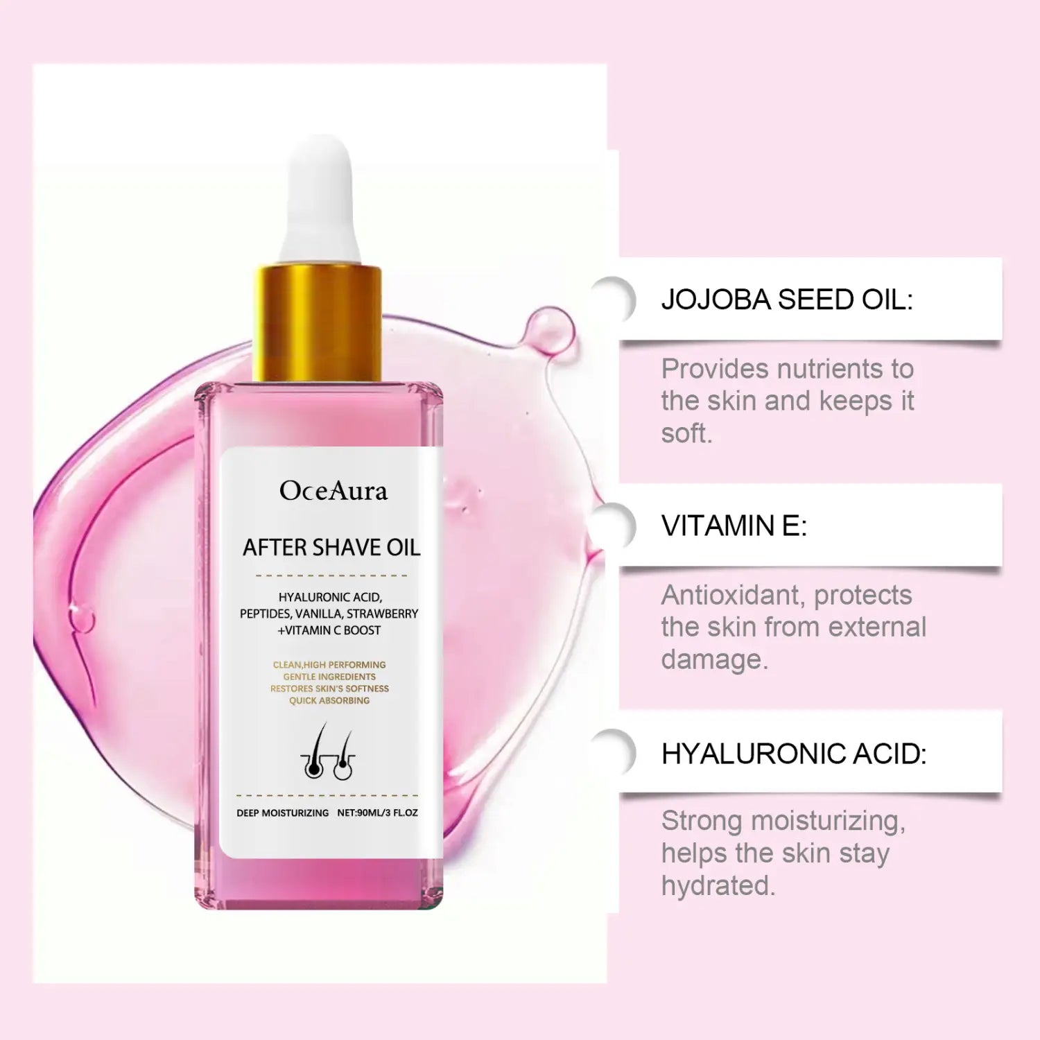 Strawberry Hair Removal Essential Oil Aftercare with Jojoba and Vitamin E 90ml