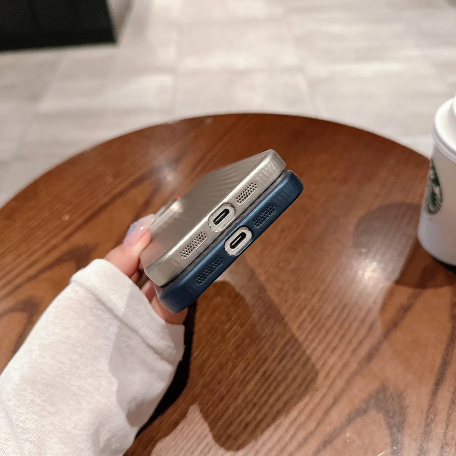 Applicable Frosted Corrugated Phone Case in Dark Purple and Silver Colors