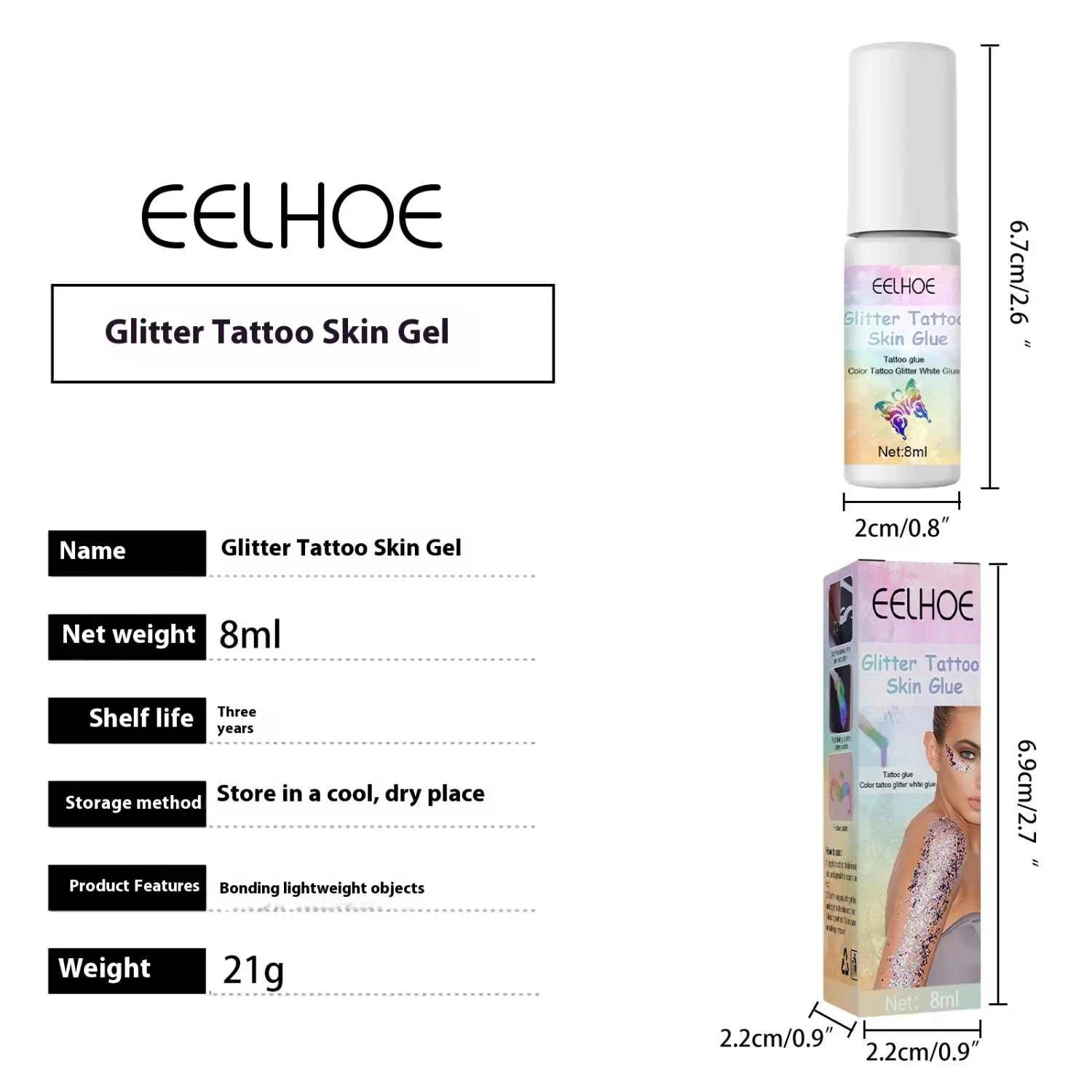 8ml Tattoo Skin Glue for Facial Body Painting and Eye Makeup