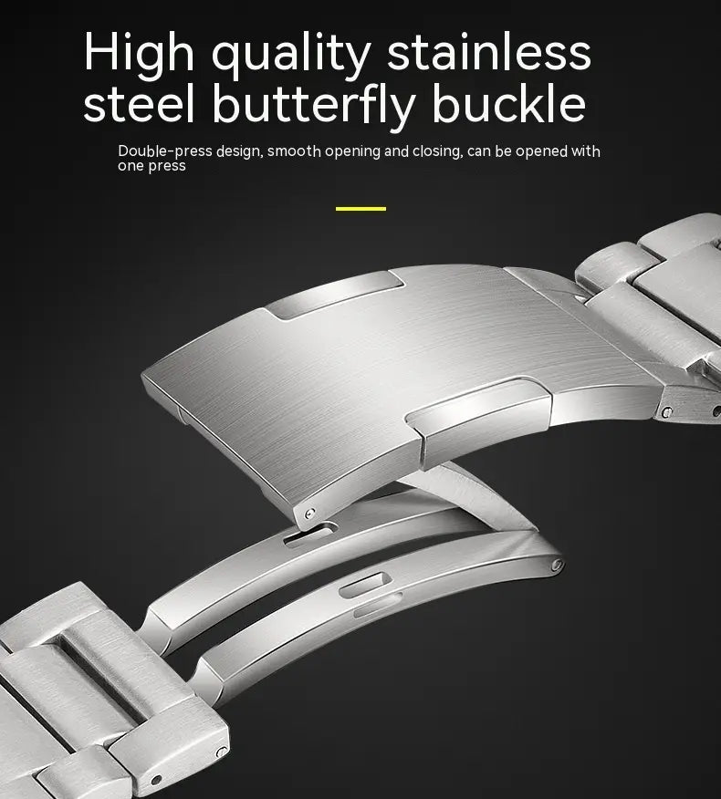 Metal Smart Watch Strap for Apple iPhone in Titanium Gray Black Silver