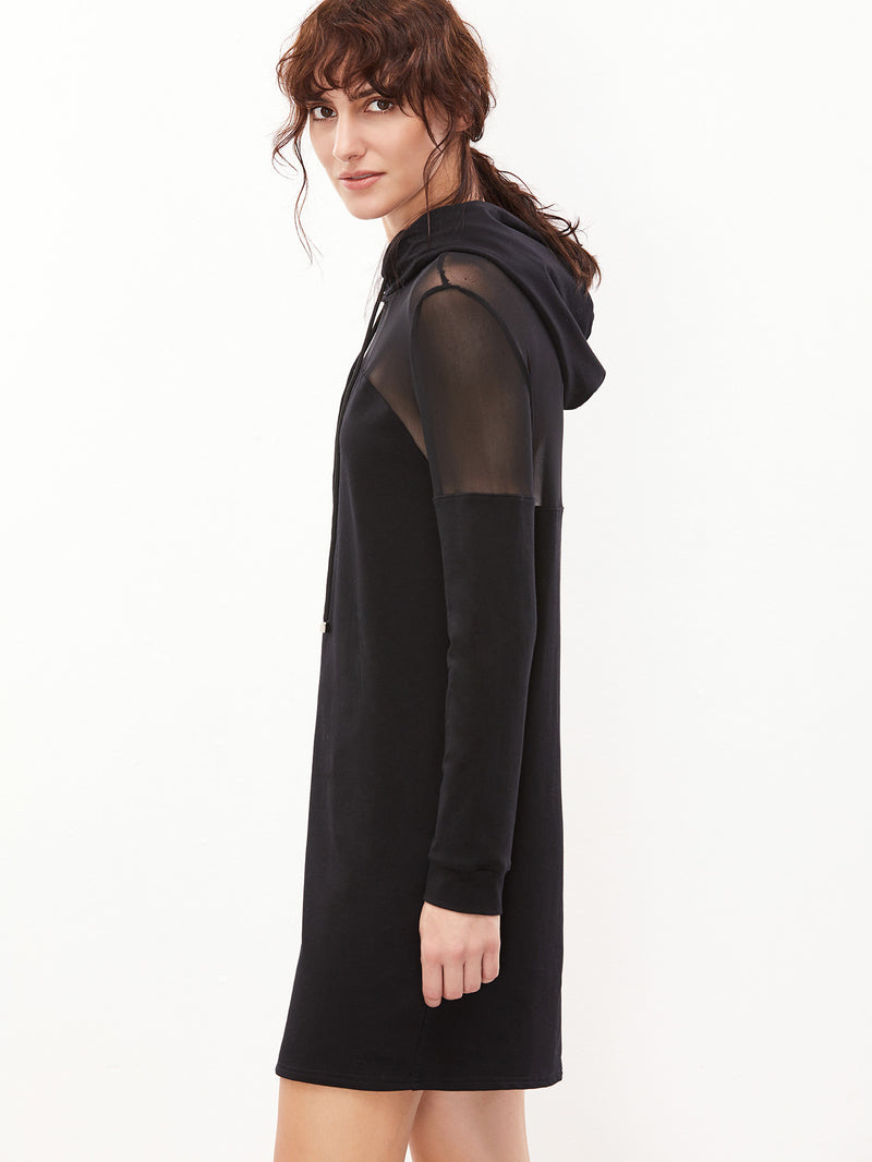 Black Sheer Hoodie Dress – Crystalline