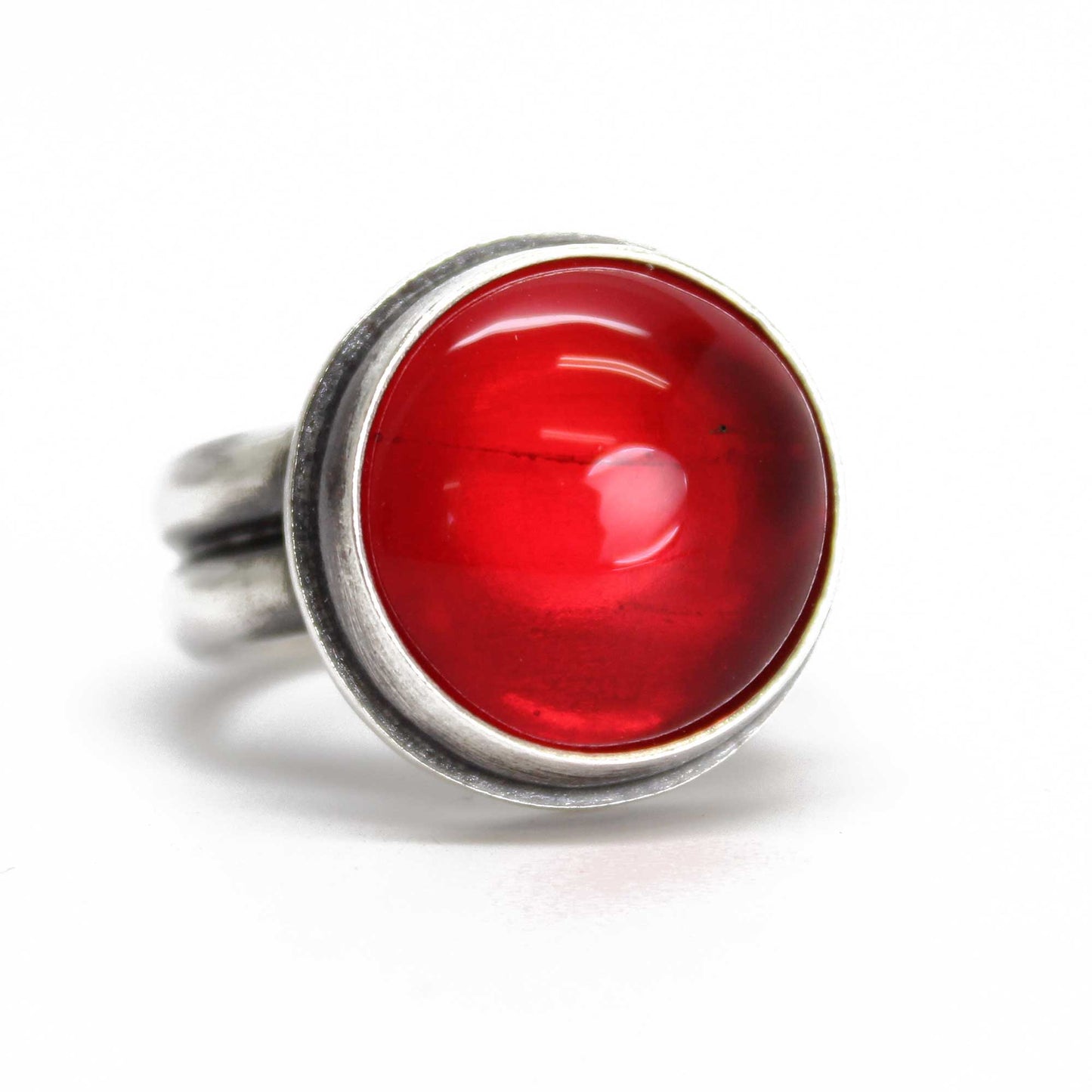 Red Carnelian Ring Bezel Set in 925 Sterling Silver, Size 7 US