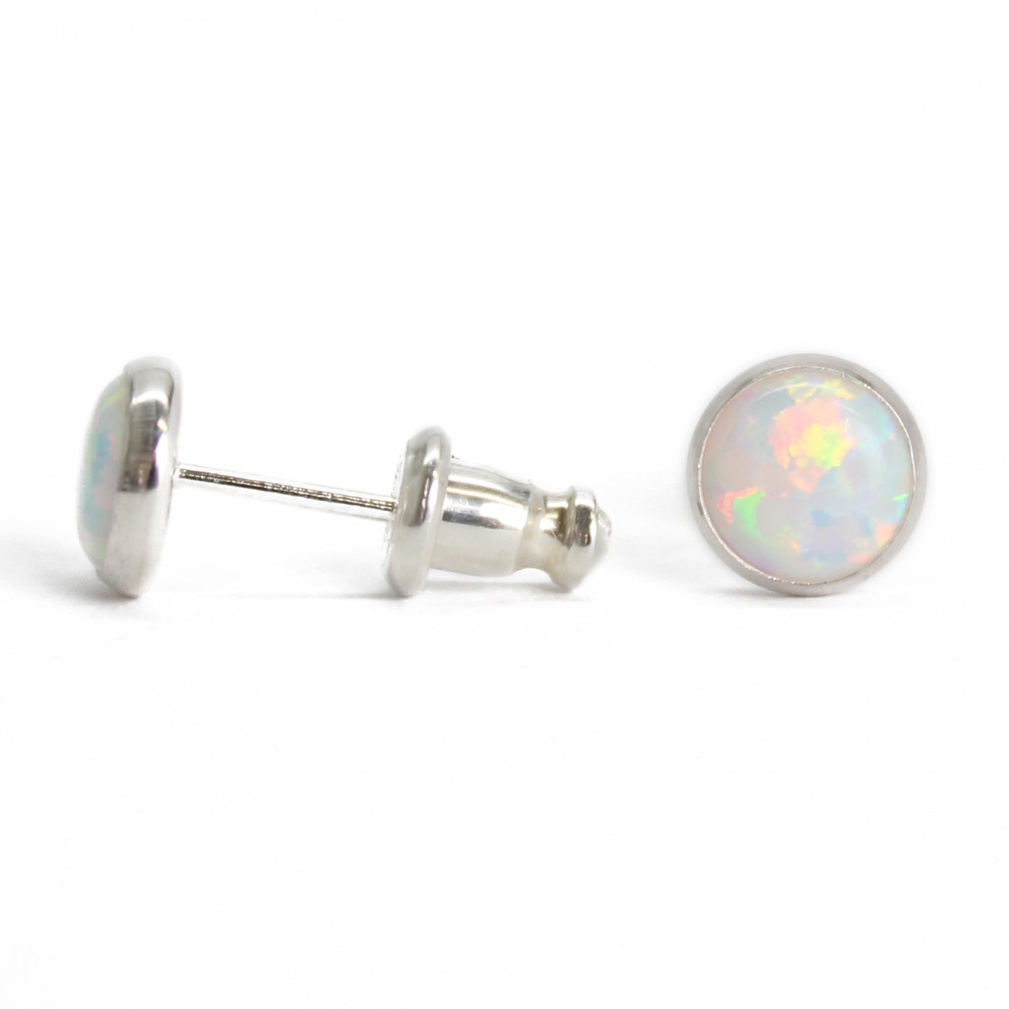 TANGPOET 4mm Tiny Opal Stud Earrings Sterling Silver Screw Back Earrings  Carnelian Abalone Shell Moonstone Turquoise Jewelry Mother's Day Gifts for