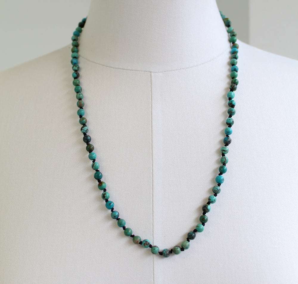 
            
                Load image into Gallery viewer, Hand Knotted Hubei Turquoise Bead Necklace, 23 Inch Endless Strand
            
        