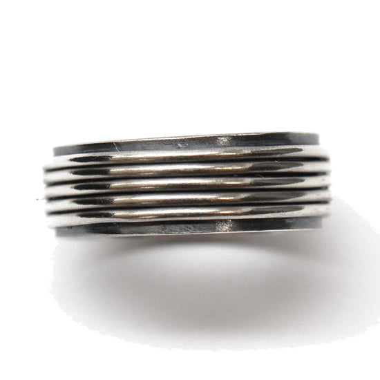 Sterling Silver Wide Ring Band, Flat Band Ring Size 8 US, Handmade